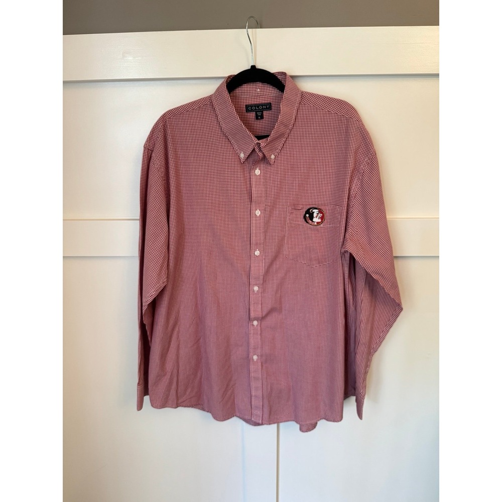 Florida State University FSU men's button front gingham XL‎ shirt EUC